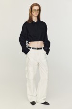 Cropped Drawstring-detail Shirt