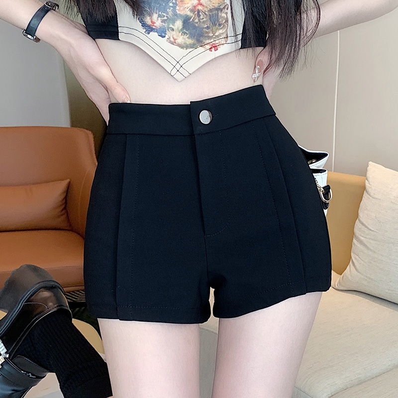 2023 New Summer High Waist Stretchy Shorts for Women Black Slim Fit Versatile Hot Shorts Trendy - Image 2