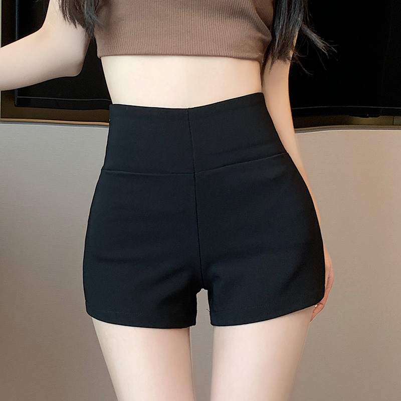 2023-new-summer-high-waist-black-shorts-for-women-casual-straight-leg-short-pants
