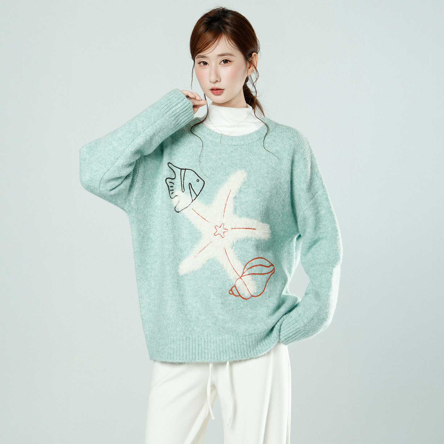 2025-new-autumn-american-style-starfish-crew-neck-pullover-embroidered-knit-sweater-women-casual-loose-fit