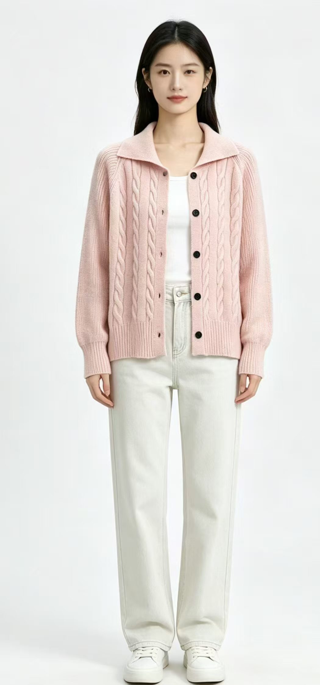 2026 Autumn New Women's Lapel Cable Knit Cardigan Coat Casual Knit Top - Image 2