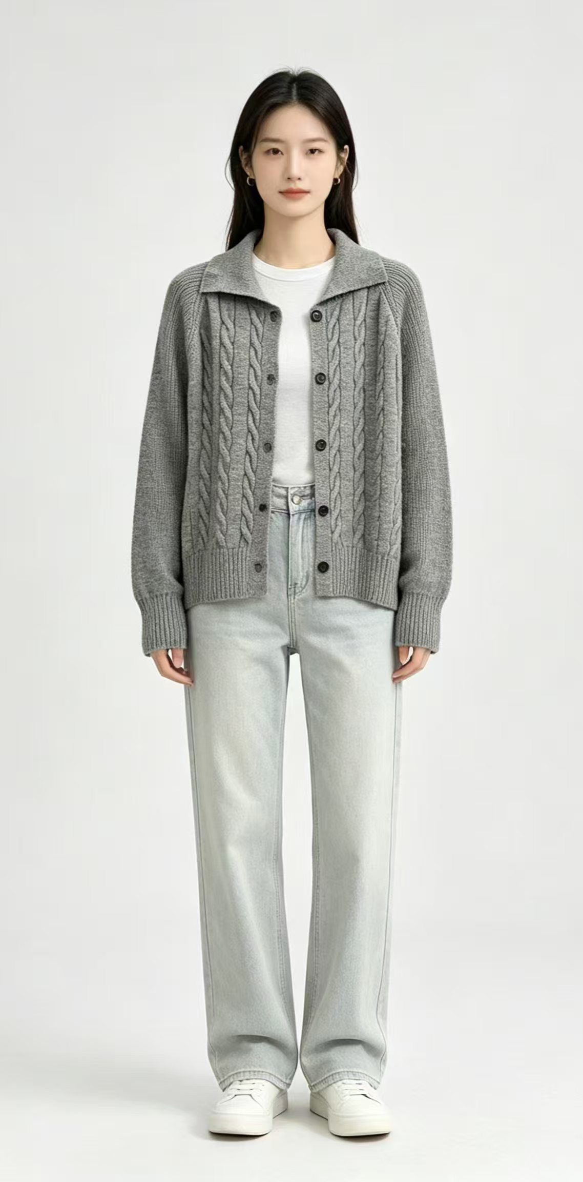 2026 Autumn New Women's Lapel Cable Knit Cardigan Coat Casual Knit Top - Image 4