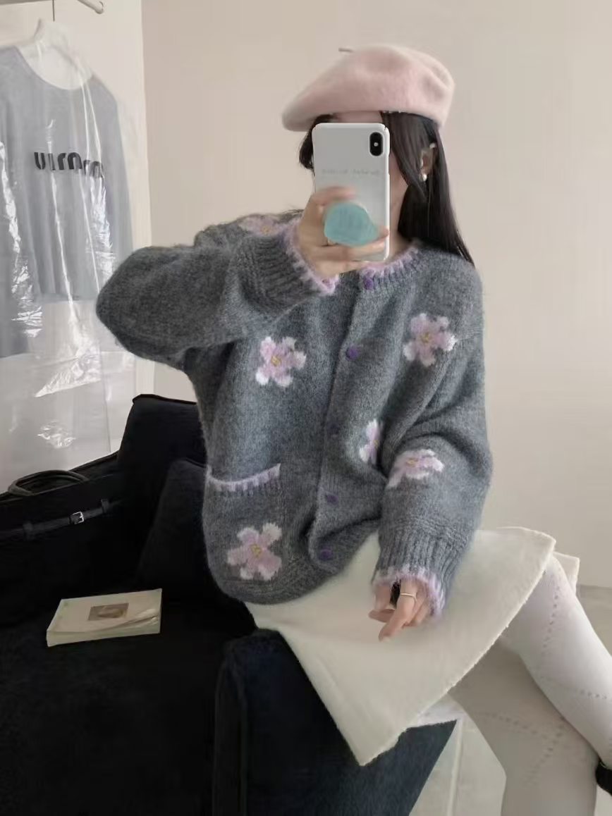 korean-sweet-contrast-color-flower-knit-cardigan-women-2026-autumn-winter-new-loose-casual-style-youthful-knit-cardigan
