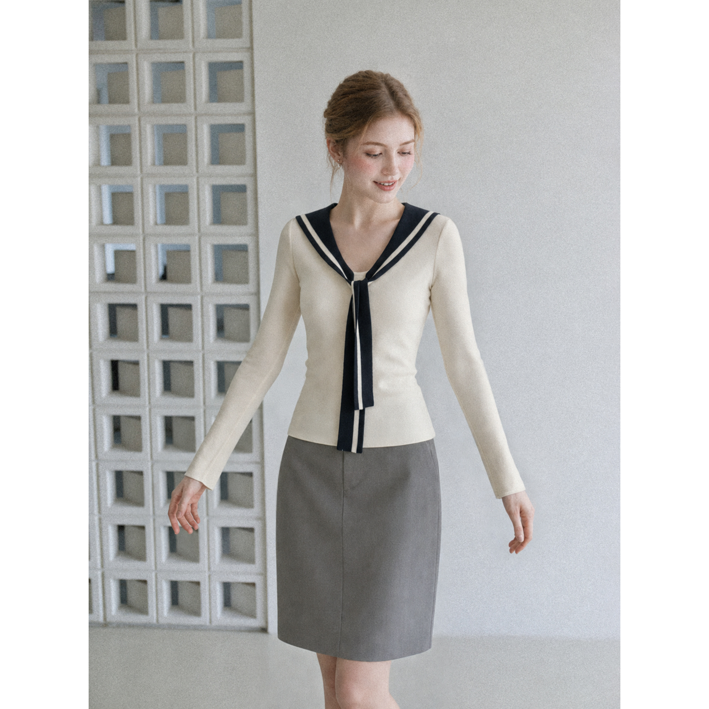 real-photo-navy-collar-long-sleeve-knit-t-shirt-women-2026-autumn-contrast-color-slim-fit-top